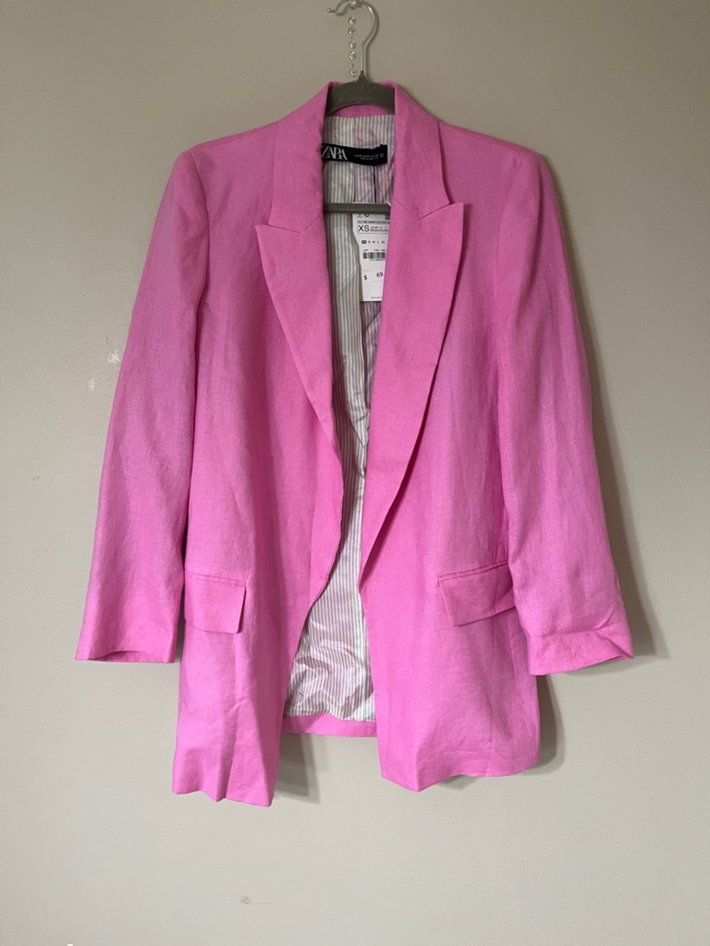 Zara Pink Relaxed Lapel Blazer